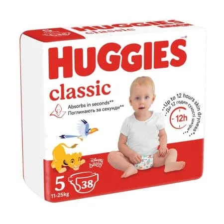 Scutece de schimb Classic Jumbo, Nr. 5, 11-25 kg, 38 buc, Huggies — preț și oferte
