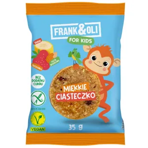 Frank&Oli For Kids, fursec moale, pastă de migdale, banane și căpșuni, 35 g