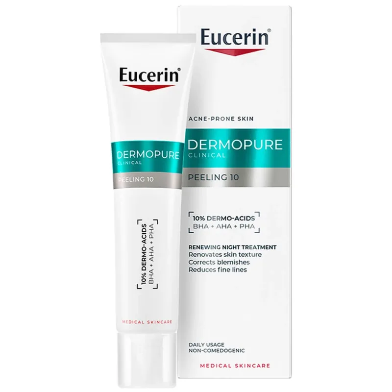 Eucerin DermoPure Clinical Peeling 10, tratament exfoliant și netezitor pentru pielea cu tendință acneică, 40 ml — preț și oferte