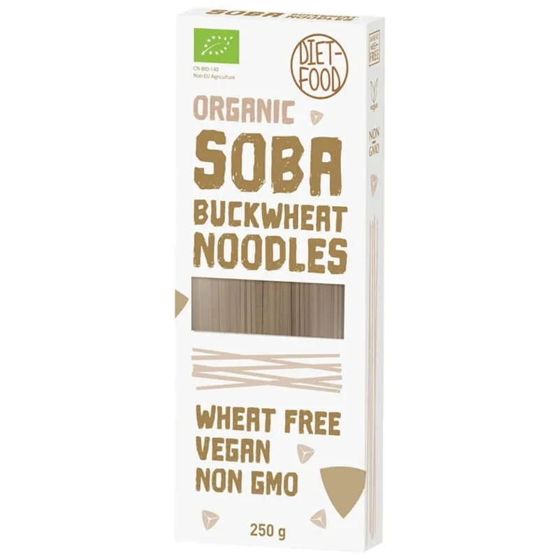 Diet-Food Organic Soba Buckwheat Noodles, tăieței de hrișcă soba fără gluten, Bio, 250 g — preț și oferte