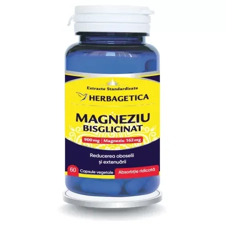 Magneziu Bisglicinat, 60 capsule vegetale, Herbagetica — preț și oferte