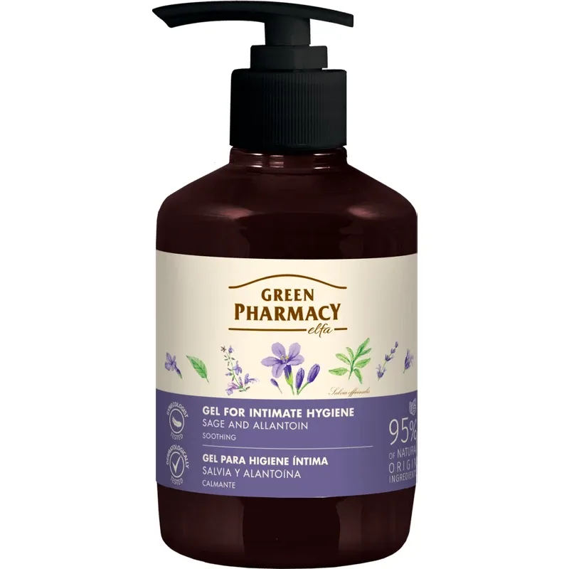 Green Pharmacy, gel de igienă intimă, calmant, salvie și alantoină, 370 ml — preț și oferte