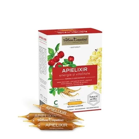 Apielixir Energie si Vitalitate, 10 fiole x 10 ml – Apicola Pastoral Albina Carpatina — preț și oferte