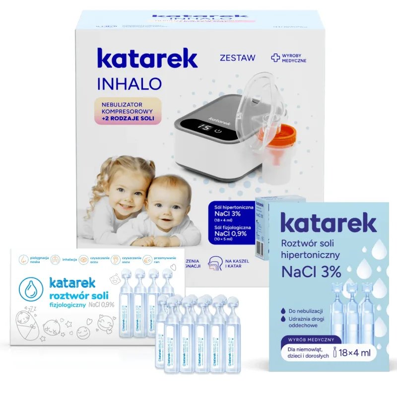 Katarek Inhalo, nebulizator cu compresor + 2 tipuri de sare — preț și oferte