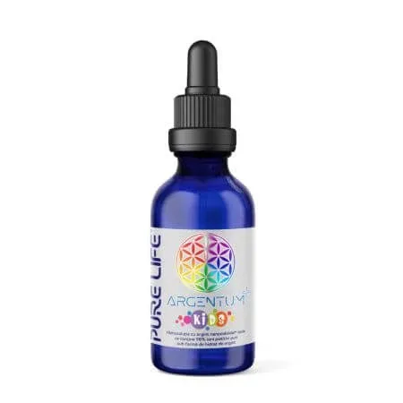 Argint nanocoloidal Argentum+ Kids 15PPM cu pipeta, 60 ml, Pure Life — preț și oferte