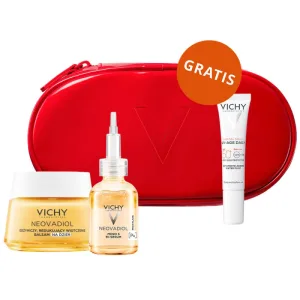 Set Vichy Neovadiol Meno 5, ser bifazic, fermitate și ton uniform, 30 ml + loțiune de zi, 50 ml + fluid ușor SPF 50+, 15 ml + geantă cosmetică gratuită