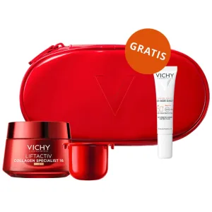 Set Vichy Liftactiv Collagen Specialist 16, Cremă de zi, SPF 50, 50 ml + Cremă de față, Stock, 50 ml + Fluid ușor SPF 50+, 15 ml + geantă cosmetică gratuit