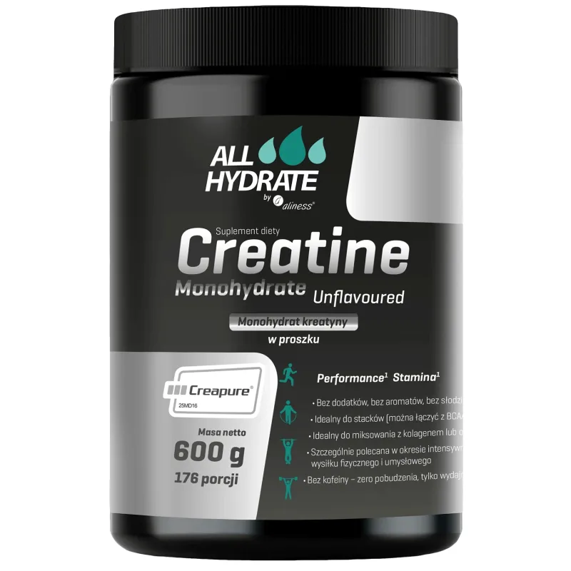 ALLhydrate Creatine Monohydrate, pulbere, aromă naturală, 600 g — preț și oferte