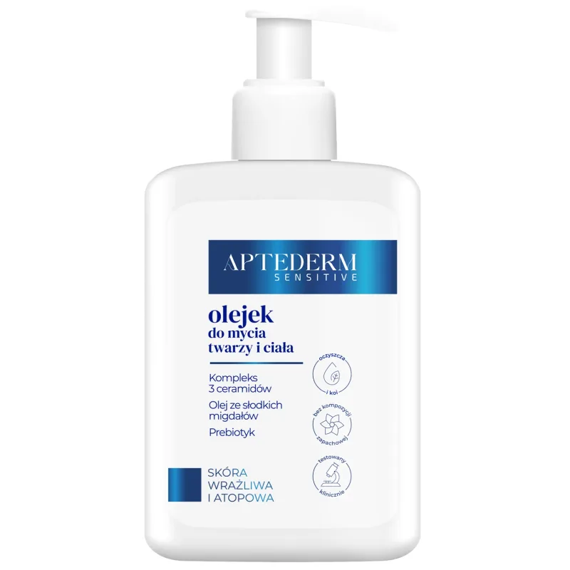 Aptederm Sensitive, ulei de curățare pentru față și corp, piele sensibilă și atopică, 250 ml — preț și oferte
