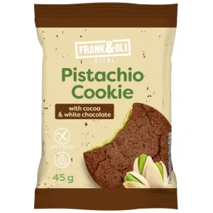 Frank&Oli Pistachio Cookie, cookie moale, cacao și ciocolată albă, 45 g