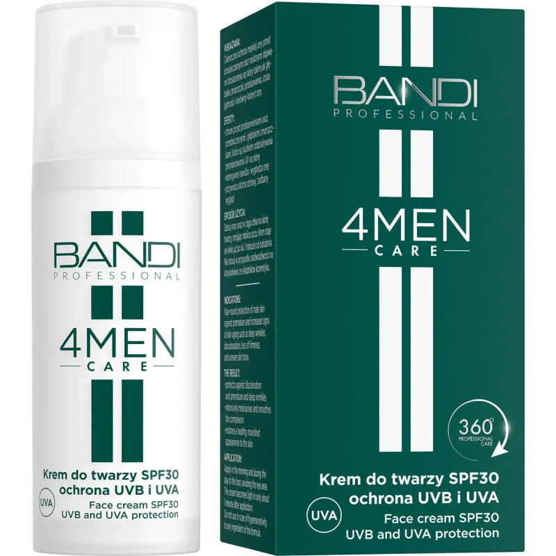 Bandi 4Men Care, cremă de față SPF 30, protecție UVB și UVA, pentru bărbați, 50 ml — preț și oferte