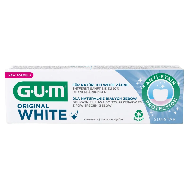 GUM Original White, pastă de dinți pentru restabilirea albului natural, 75 ml — preț și oferte