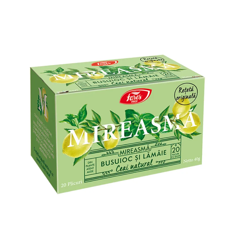 Ceai natural - mireasma busuioc si lamaie, 20 plicuri, FARES — preț și oferte