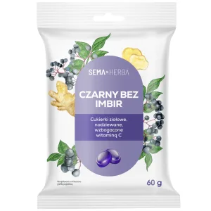 SEMA Herba Bomboane pe bază de plante cu fructe de soc, ghimbir și vitamina C, 60 g