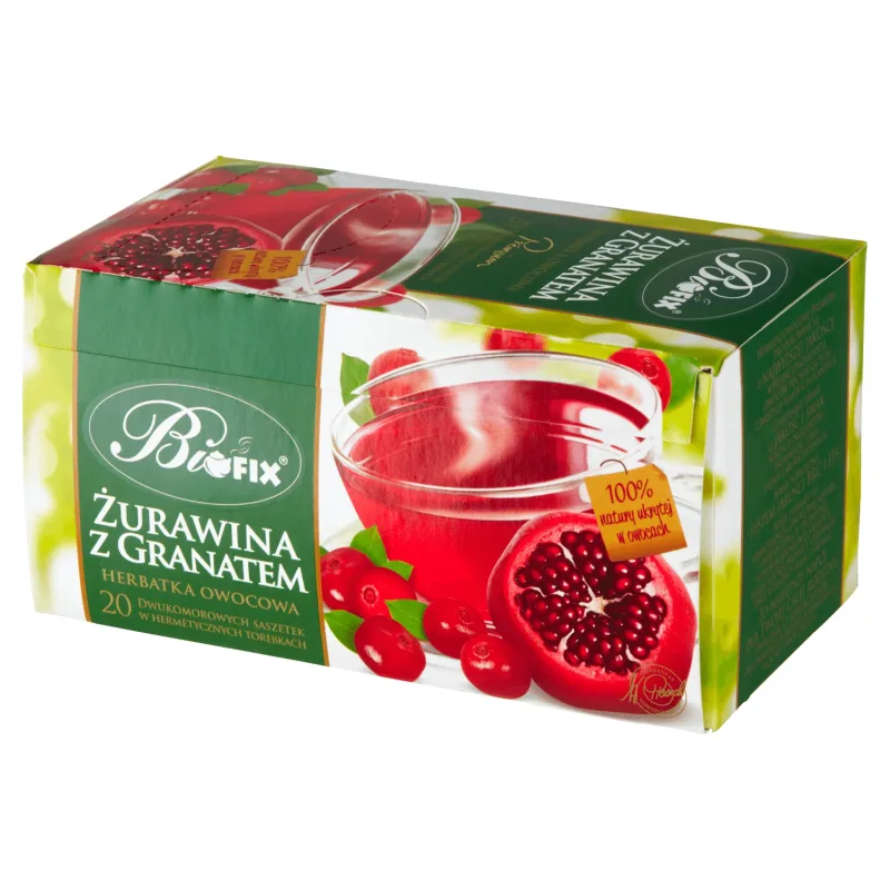 Bi Fix, Premium Cranberry cu rodie, ceai de fructe, 20 pliculețe — preț și oferte