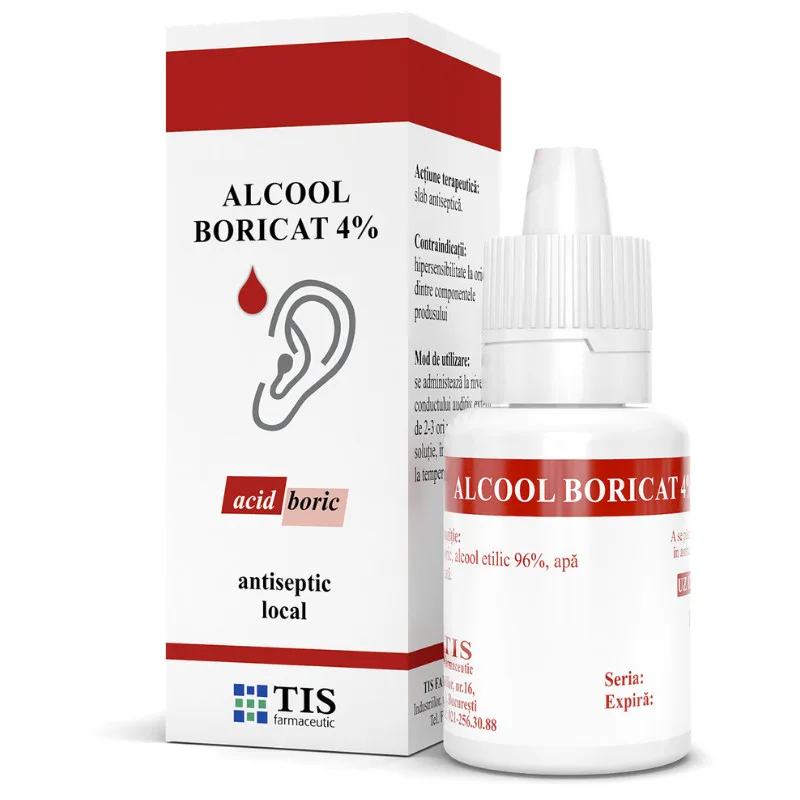 Alcool boricat 4% x 15ml (Tis) TIS FARMACEUTIC SA — preț și oferte