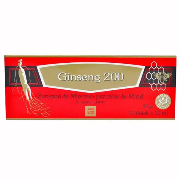 Ginseng 200, Ginseng, jeleu regal și miere, 10 flacoane a câte 10 ml fiecare — preț și oferte