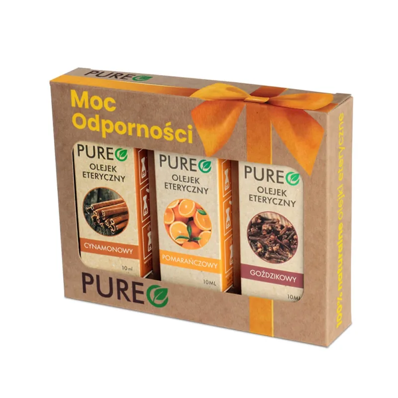 Kit Pureo Immunity Power, uleiuri esențiale naturale, scorțișoară, portocale, cuișoare, 3 x 10 ml — preț și oferte