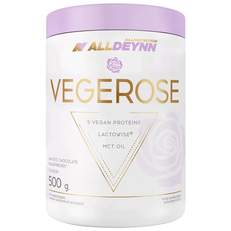 Allnutrition Alldeynn VegeRose, aromă de ciocolată albă și zmeură, 500 g — preț și oferte
