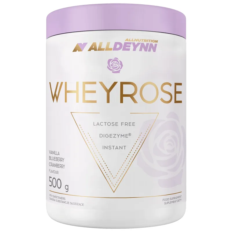Allnutrition Alldeynn WheyRose, aromă de vanilie și afine cu bucăți de afine liofilizate, 500 g — preț și oferte