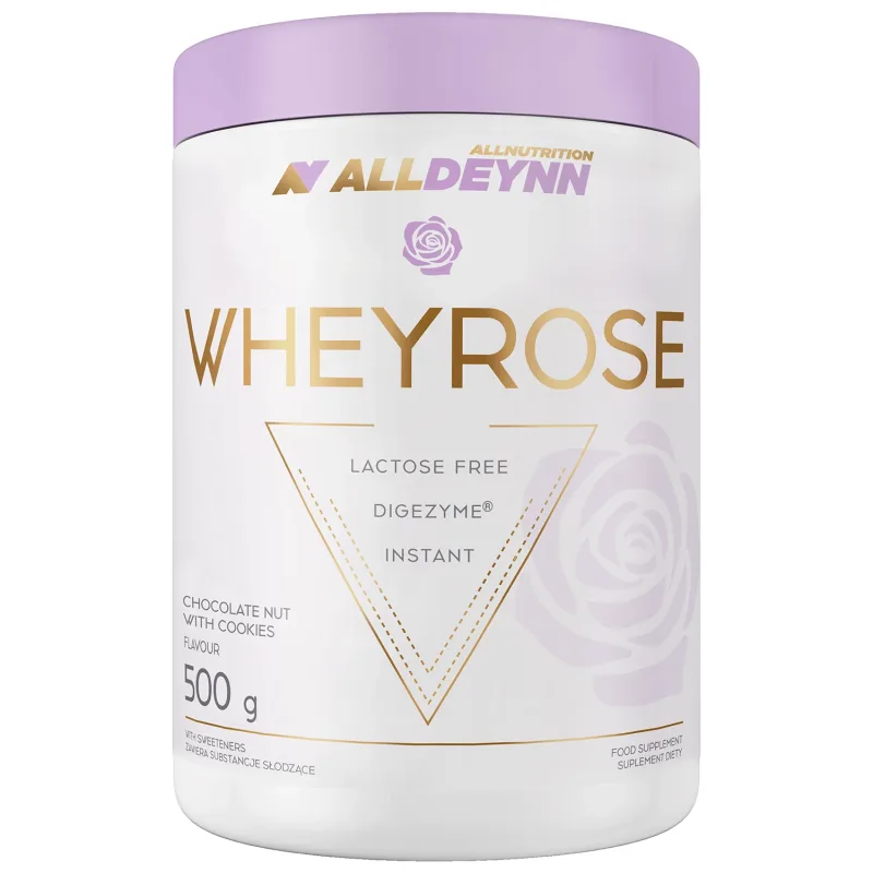 Allnutrition Alldeynn WheyRose, aromă de alune de ciocolată cu bucăți de cookie fără zahăr, 500 g — preț și oferte