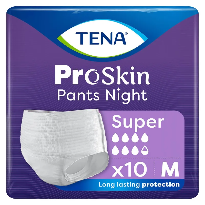Tena Pants ProSkin Night, chiloți absorbanți, mărimea M, 80-110 cm, Super, 10 bucăți — preț și oferte