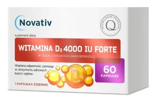 Novativ Vitamina D3 4000 UI Forte, 60 capsule - Utilizare pe termen lung! — preț și oferte