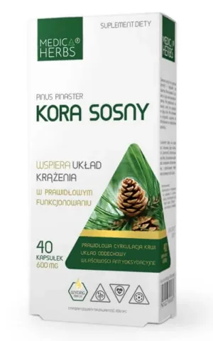 Scoarță de pin 600mg (350mg OPC) 40 capsule Medica Herbs