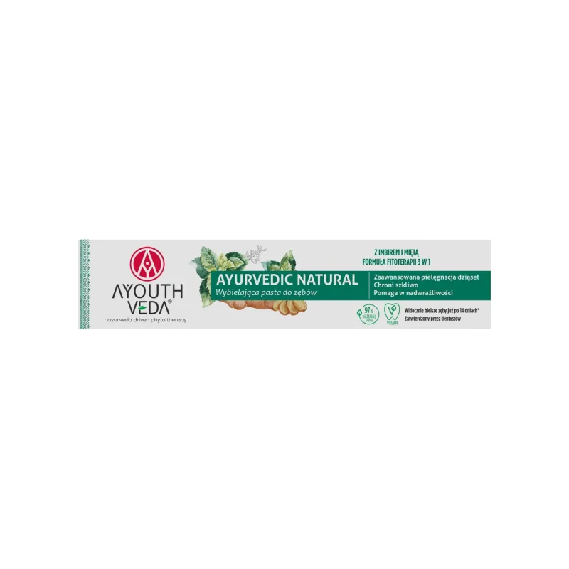 Ayouthveda Ayurvedic Natural, pastă de dinți de albire cu ghimbir și mentă, 100 g — preț și oferte