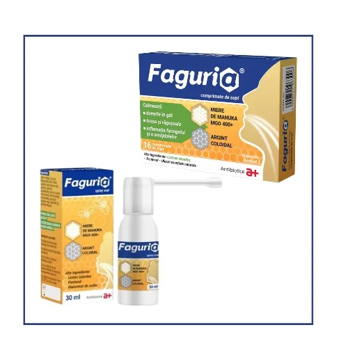 Kit pentru durere in gat – Faguria Spray + Comprimate de supt Antibiotice — preț și oferte