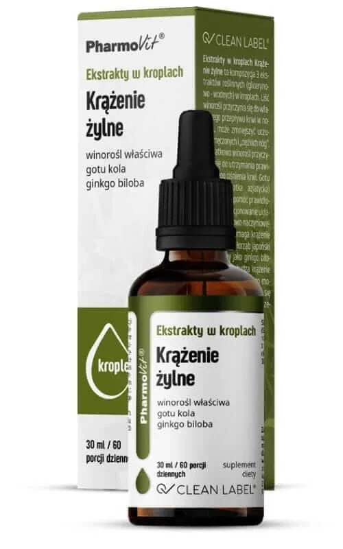 Extracte în picături Circulație venoasă 30 ml Pharmovit Clean Label — preț și oferte