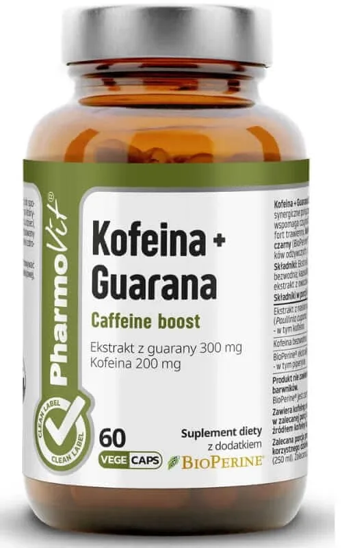 Cafeină + Guarana Stimularea cafeinei 60 capsule PharmoVit Clean Label — preț și oferte