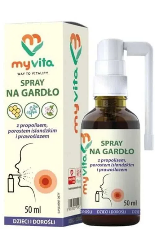 Spray pentru gât cu propolis, lichen islandez și hrean 50ml MyVita — preț și oferte