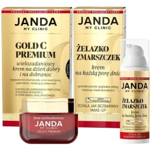 Janda My Clinic set, Gold C Premium, cremă multitasking de zi și de noapte, 50 ml + Wrinkle Iron, cremă pentru toată ziua, 30 ml
