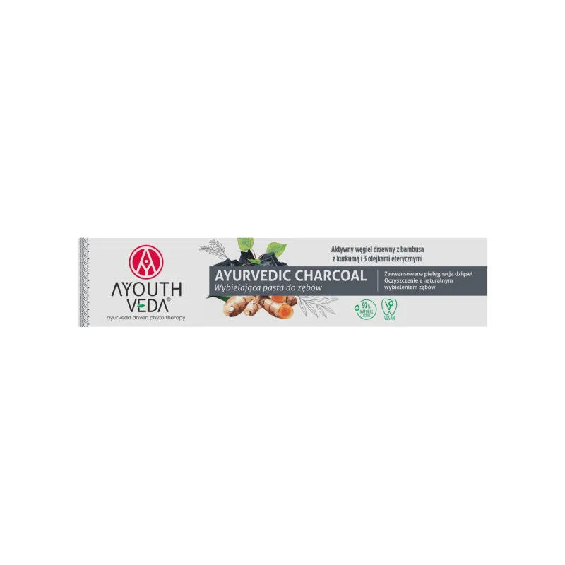 Ayouthveda Ayurvedic Charcoal, pastă de dinți de albire cu cărbune activ, turmeric și uleiuri esențiale, 100 g — preț și oferte
