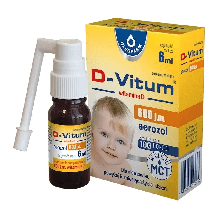 D-Vitum 600 UI, vitamina D pentru sugari peste 6 luni, aerosol, 6 ml AMBALAJ CONTAMINAT — preț și oferte