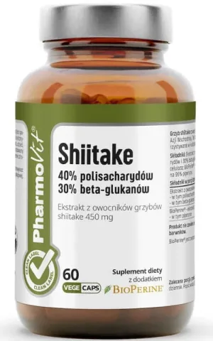 Shiitake 40% polizaharide 30% beta glucani 60 capsule Pharmovit Clean Label