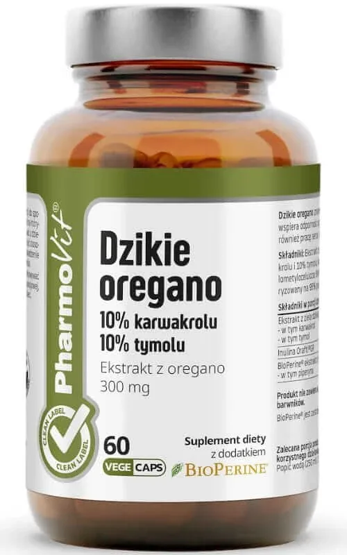 Oregano sălbatic 10% carvacrol 10% timol 60 capsule Pharmovit Clean Label — preț și oferte