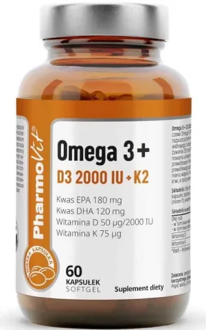 Omega 3 + D3 2000IU + K2 60 capsule moi Pharmovit Clean Label