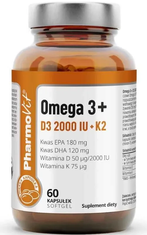 Omega 3 + D3 2000IU + K2 60 capsule moi Pharmovit Clean Label — preț și oferte