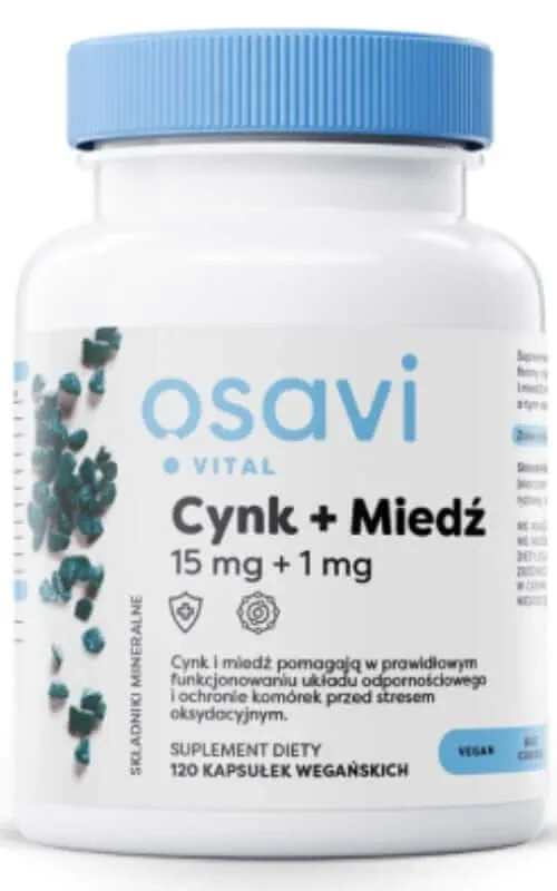 Osavi Zinc + cupru, 15 mg + 1 mg - 120 capsule vegane — preț și oferte