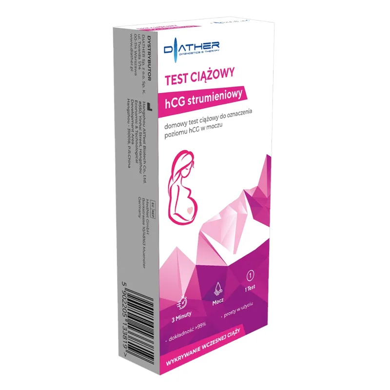 Diather, streaming hCG test de sarcină, sensibil 25 mIU/ml, 1 buc — preț și oferte