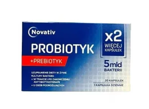 Novativ Probiotic + Prebiotic 5 miliarde Bacterii, 20 capsule