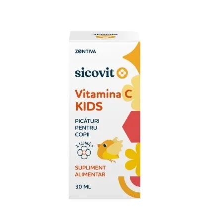 Picaturi pentru copii cu vitamina C Kids Sicovit, 30 ml, Zentiva — preț și oferte