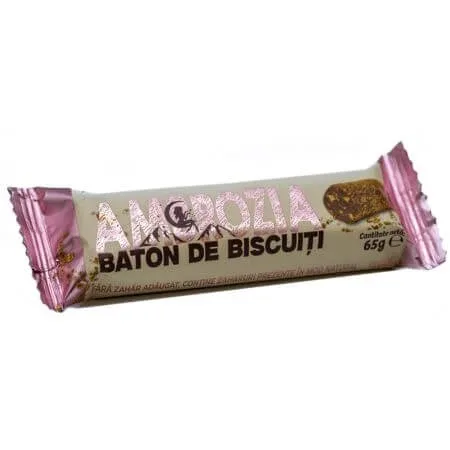 Baton de biscuiti fara zahar, 65 g, Hiper Ambrozia — preț și oferte