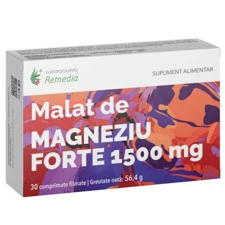 Malat de Magneziu Forte, 1500 mg, 30 comprimate filmate, Remedia — preț și oferte