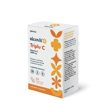 Triplu C Sicovit, 24 comprimate multi-strat, Zentiva — preț și oferte