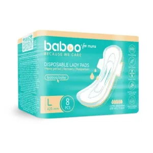 Absorbante postnatale de unica folosinta, Marime L 425 mm, 8 bucati, Baboo