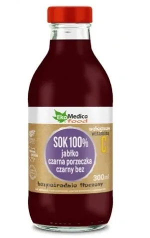 Suc 100% mere coacăze negre fructe de soc, 300 ml