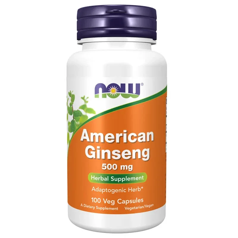 Now Foods Ginseng american 500 mg, ginseng american, 100 capsule vegane — preț și oferte
